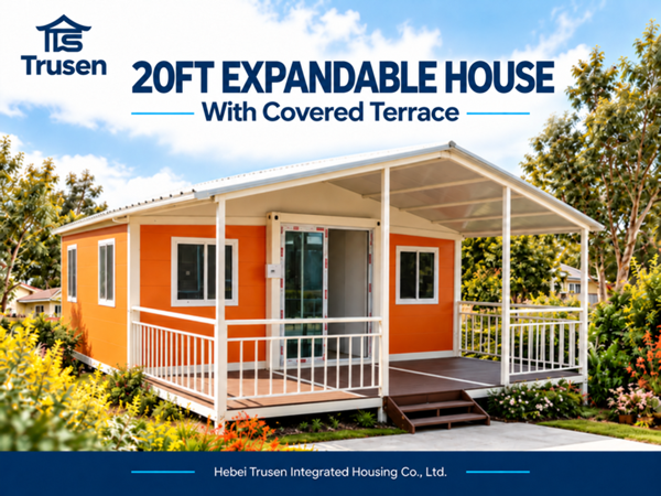 <b>20ft Expandable Container House with Terrace and Sunshade Canopy</b>