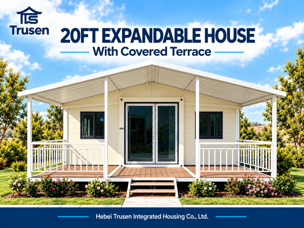 20ft Expandable Container House with Pitched Roof and Covered Veranda