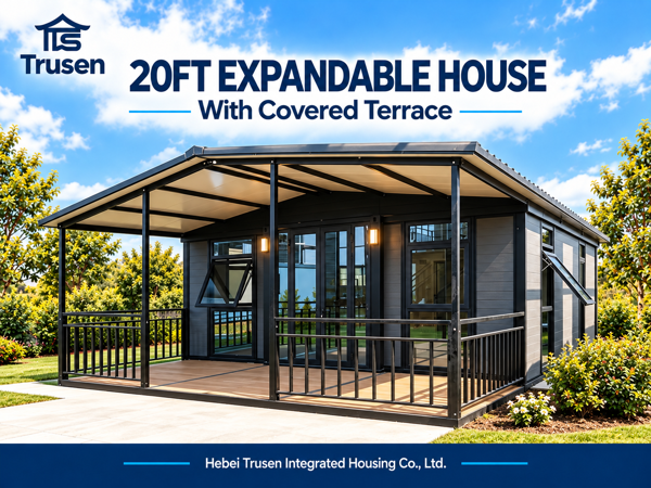 <b>20ft Expandable Container House with Covered Veranda – Charcoal Grey</b>