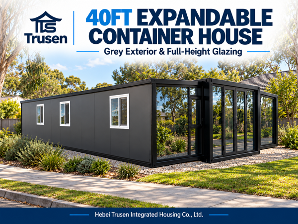 <b>40FT Expandable Container House with Floor-to-Ceiling Glass Wall</b>